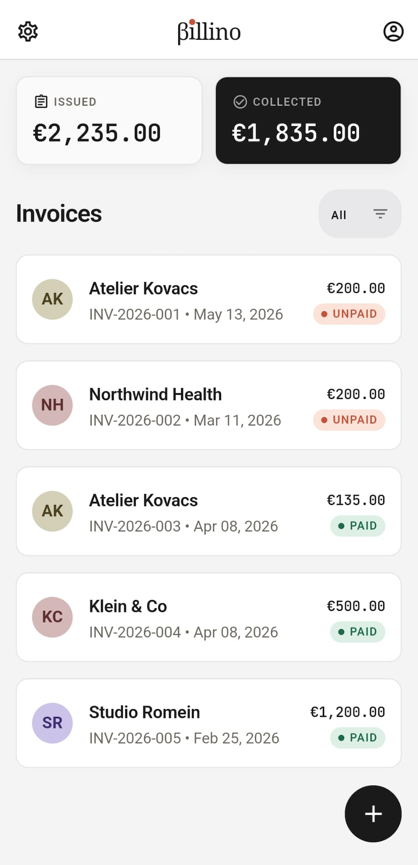 Billino app screenshot